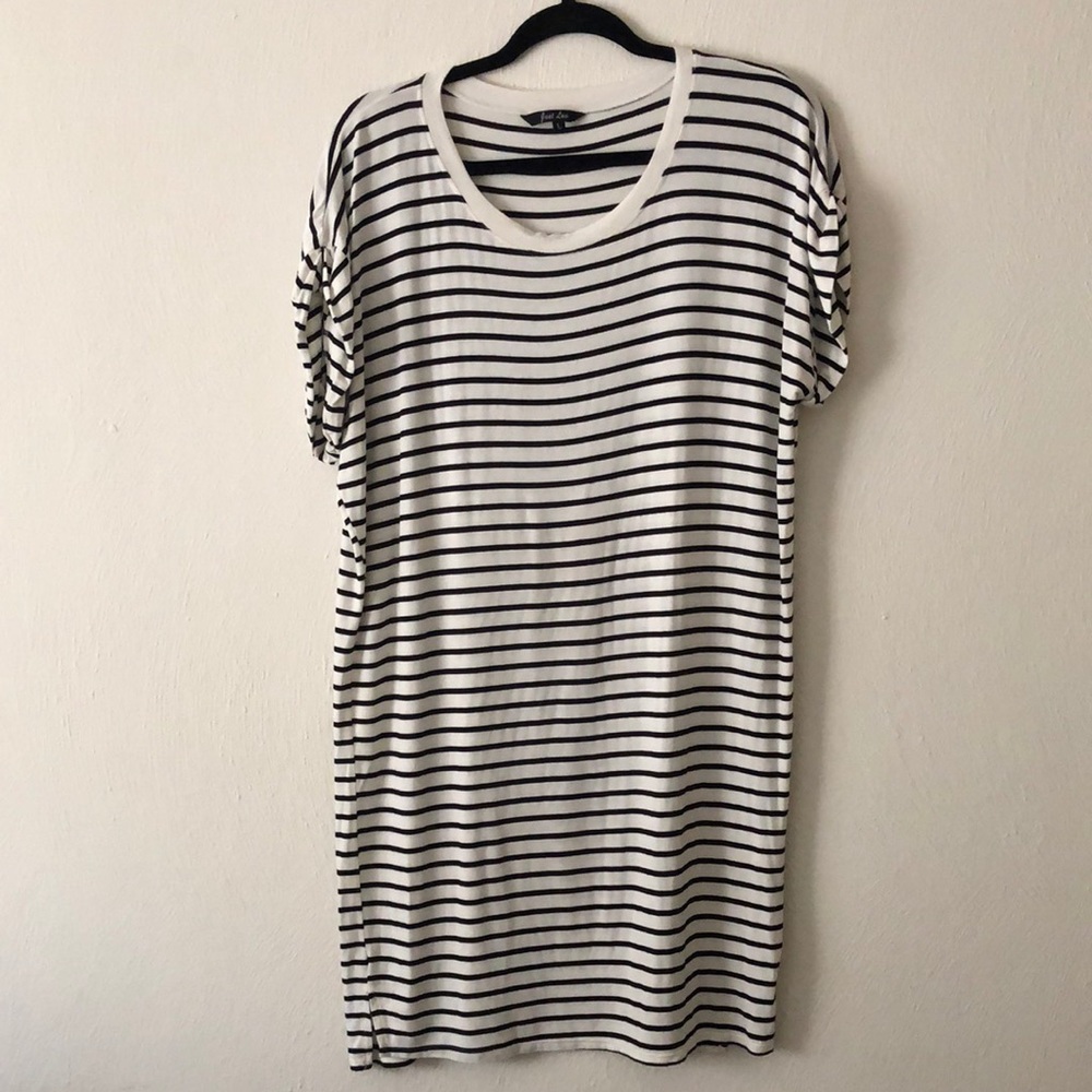 Black and white striped dress
